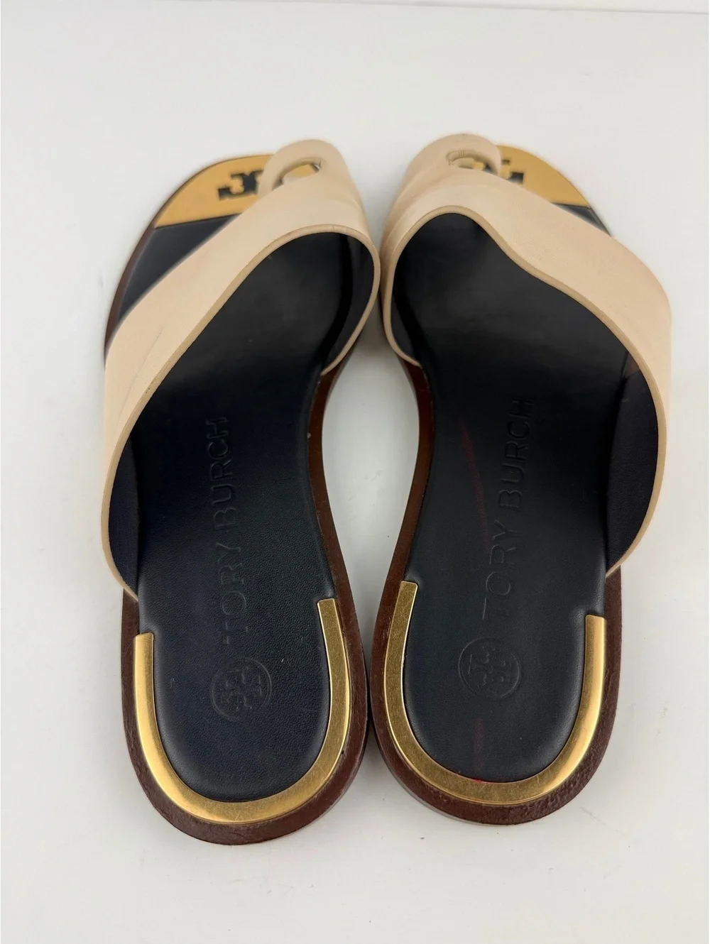 Tory Burch Selby Toe-Ring Leather Slide Sandals Dulce de Leche Size 7.5